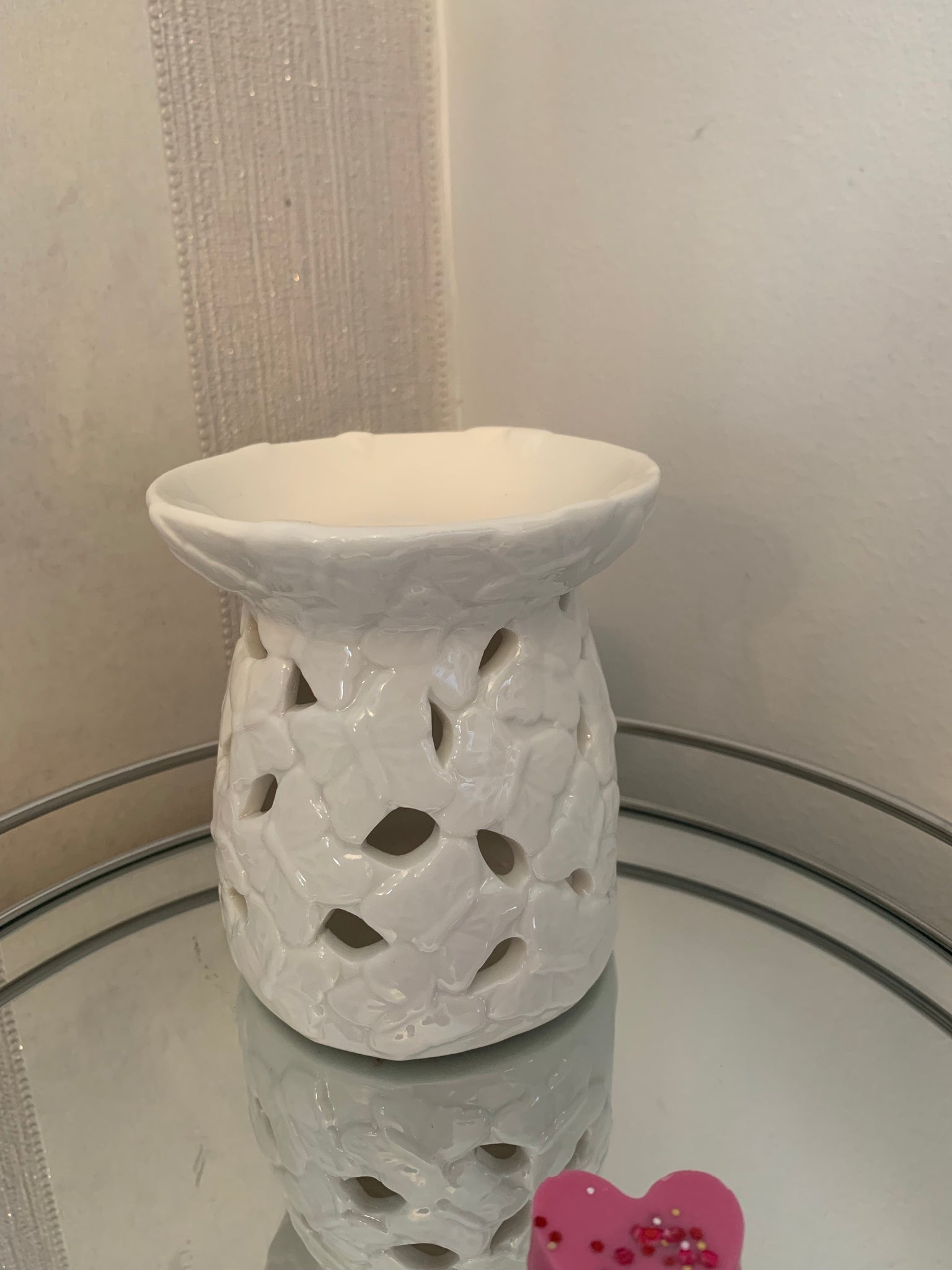 White Butterfly Embossed Wax Burner